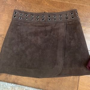 BCBG Maxazria Brown Suede Mini Skirt